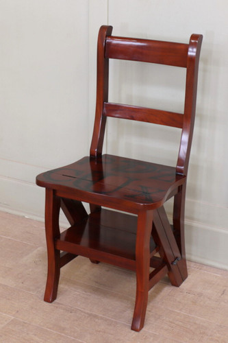 Mahogany library step chair - mahogany, /
