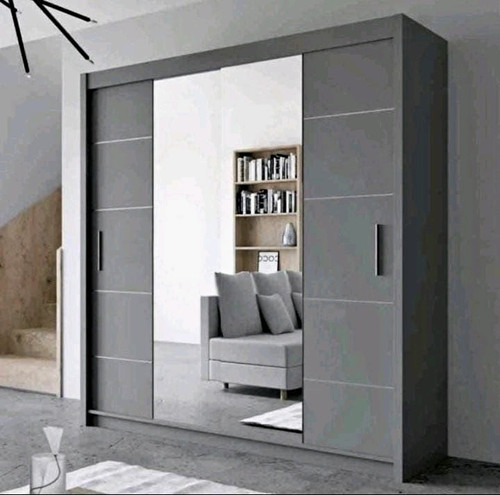 Grey freestanding wardrobe - wardrobe, 2
