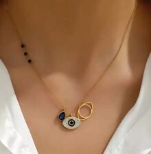 Evil Eye Necklace gold Swooravski Zirconia Sapphire Crystal Titanium steel sale
