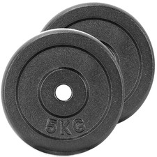 1" / 25mm Barbell Weight Plates – 5kg Boxed Pair Cast Iron Gym Weights