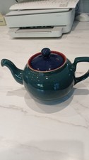 Denby Harlequin Tea Pot with Lid 1 Pint Capacity Blue and Red