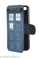 Blue Police Phone Box Tardis Design Faux Leather Flip Wallet Phone Case Cover