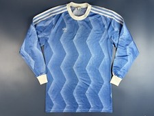 VINTAGE ADIDAS 1980'S FOOTBALL LONG SLEEVE BLUE SHIRT SIZE L ADULT