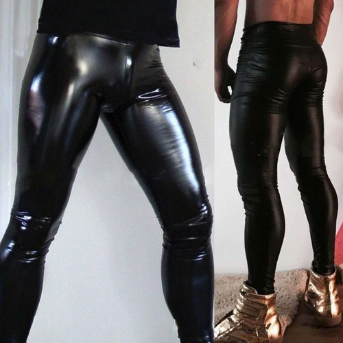 Men faux leather pants stretch - men,