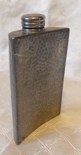 Vintage hammered pewter hip - hammered,