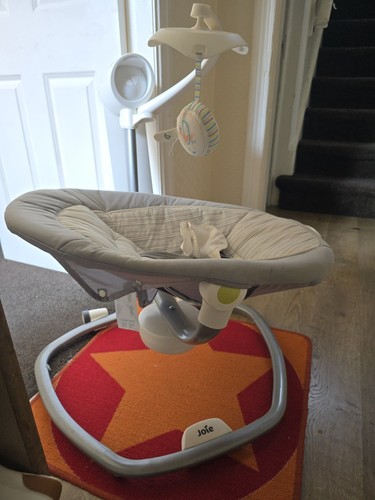 White and grey baby rocker - and,