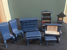 Set of wooden miniature blue