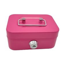 Cash Box with Lock Coin Box Case Money Saving Box Metal Handle Lockable Portable