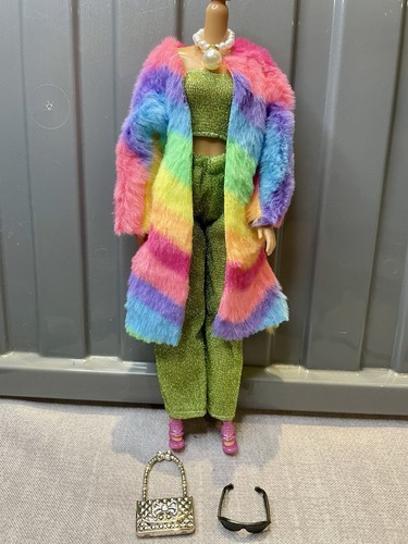 Barbie doll outfit 7pc rainbow - doll,