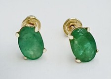 GENUINE 1.34 Cts EMERALD STUD