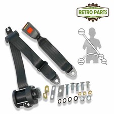 Classic Car Inertia Seat Belt Rear 3 Fixing Points 32cm Buckle Black R254P