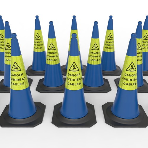 Blue 1000mm traffic cones - blue,