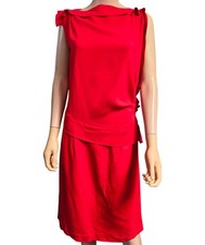 Reiss Robyn Ruffle Side Bodycon Dress Red Size UK 14