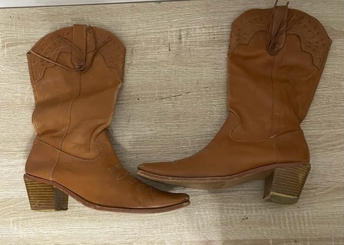 Women tan leather pull - tan, on