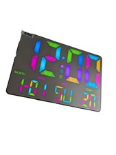 SZELAM 11.3" Large RGB Wall Clock LED Display Alarm Clock with Remote Control