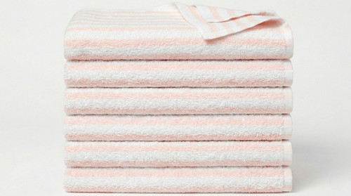Peach white tropical stripe - &,