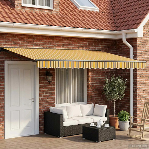 Manual awning frame with - awning,