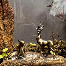 2pc vintage brass deer figurines