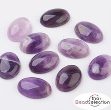 2 AMETHYST GEMSTONE CABOCHONS OVAL 25mm X 18mm FLAT BACKED CAMEO GCA3