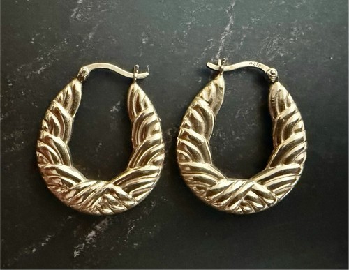 9ct gold creole earrings - gold,