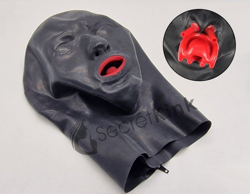 Latex black rubber gummi hood - black,