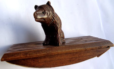 Black Forest Vintage Carved Wooden Bear Ink Blotter.  1880 - 1930.