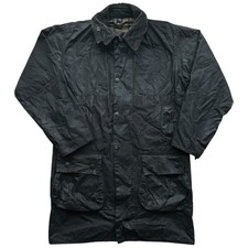 Barbour Border Wax Cotton Country Rain Jacket Coat Black C36/91cm