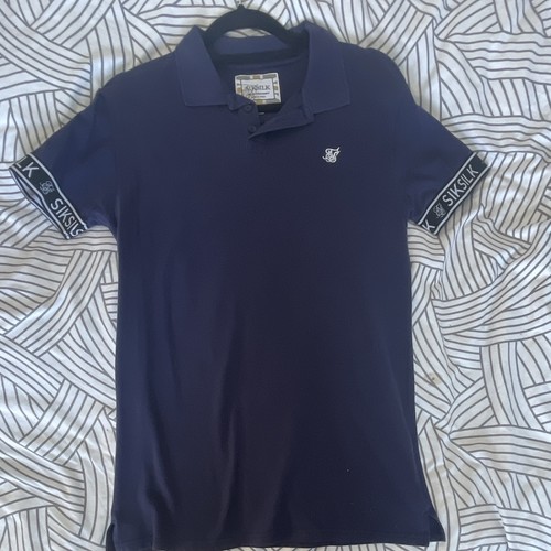Siksilk navy solid - solid, collared