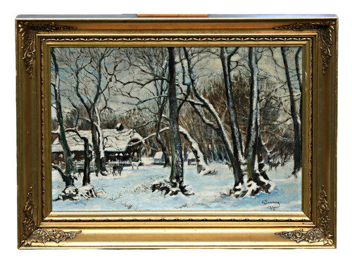 Signed oil painting winter - signed,