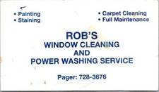 Rob's Window Cleaning Unknown Location New Jersey Vintage Business Card