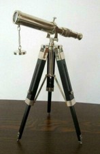 Solid Brass Telescope Wooden Tripod Vintage Antique Nautical Decorative Gift