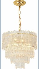 4-Tiers Modern Crystal Chandelier Round Glass Raindrop Luxury Pendant LightØ40cm