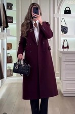 ZARA ZW COLLECTION WOOL BLEND COAT BURGUNDY NEW FW24/25 SIZES L 9231/756