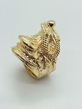 9ct Yellow Solid Gold Heavy Saddle Ring