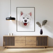 Samoyed Portrait Watercolour Samoyed Dog Breed Poster Samoyed Framed Wall Art