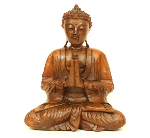 Wooden buddha statue namaskara - wooden,