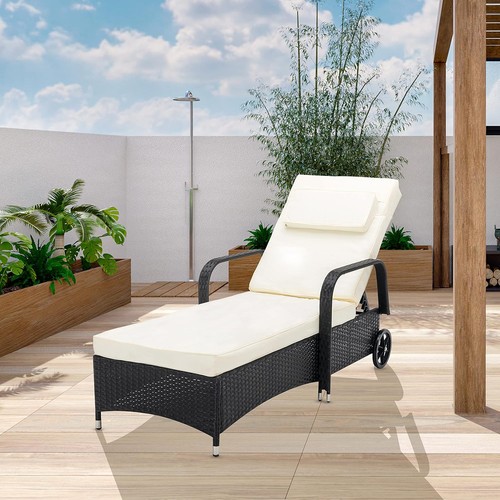 Rattan sun lounger bed - lounger,