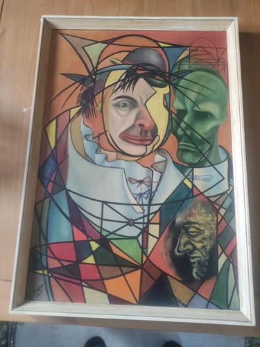 Abstract clown with - masks, oil
