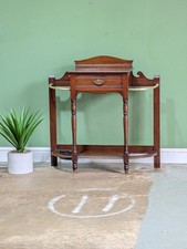 Victorian Oak Wooden Entrance Hall Stick & Umbrella Stand Unit With Drawer 
