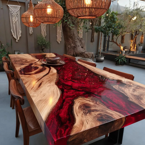 Luxury red epoxy table - epoxy,