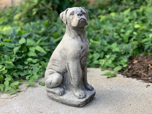 Stone dog boxer sculpture - boxer,