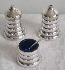 3 Piece Art Deco Novelty Bee Hive Shaped Cruet Set