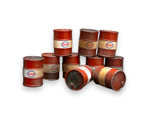 Esso oil drums weathered - esso, red