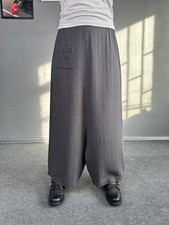 SHIRIN GUILD 100% Linen Drop Crotch Lagenlook Gray Pants size S