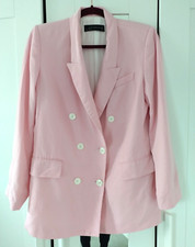 Zara Woman Pink Double Breasted Oversized Blazer Size Small Jacket Wedding Guest
