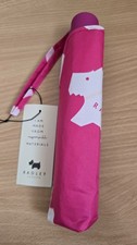Radley Heritage Folding Umbrella Bright Fuchsia Pink with White Dog BNWT