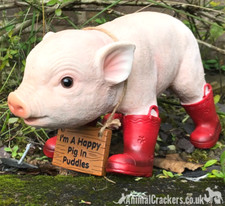 Pig in Boots Red Welly ornament figurine novelty home decoration Pig lover gift