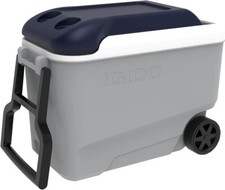 IGLOO Maxcold Roller 40qt Ice Chest Cool Box Ash Grey Blue 38 Litre Cooler 
