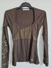 Vintage Skunk Funk Retro Print Long Sleeve Blouse Top Size S 8 10