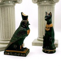 Vintage Compton & Woodhouse Figurines Two Porcelain Egyptians Gods Bastet Horus